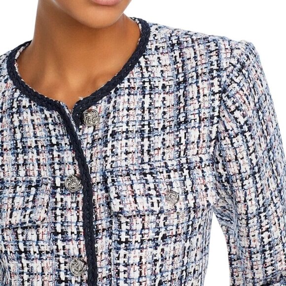 NWOT AQUA Tweed BlazerJacket Sz.XXL Navy Blue White Career Professional Classic - Picture 3 of 14